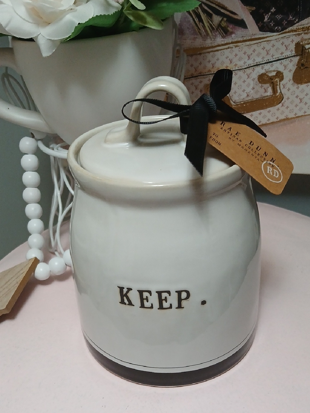 Rae Dunn Ceramic 'KEEP.' Kitchen Canister with Lid
